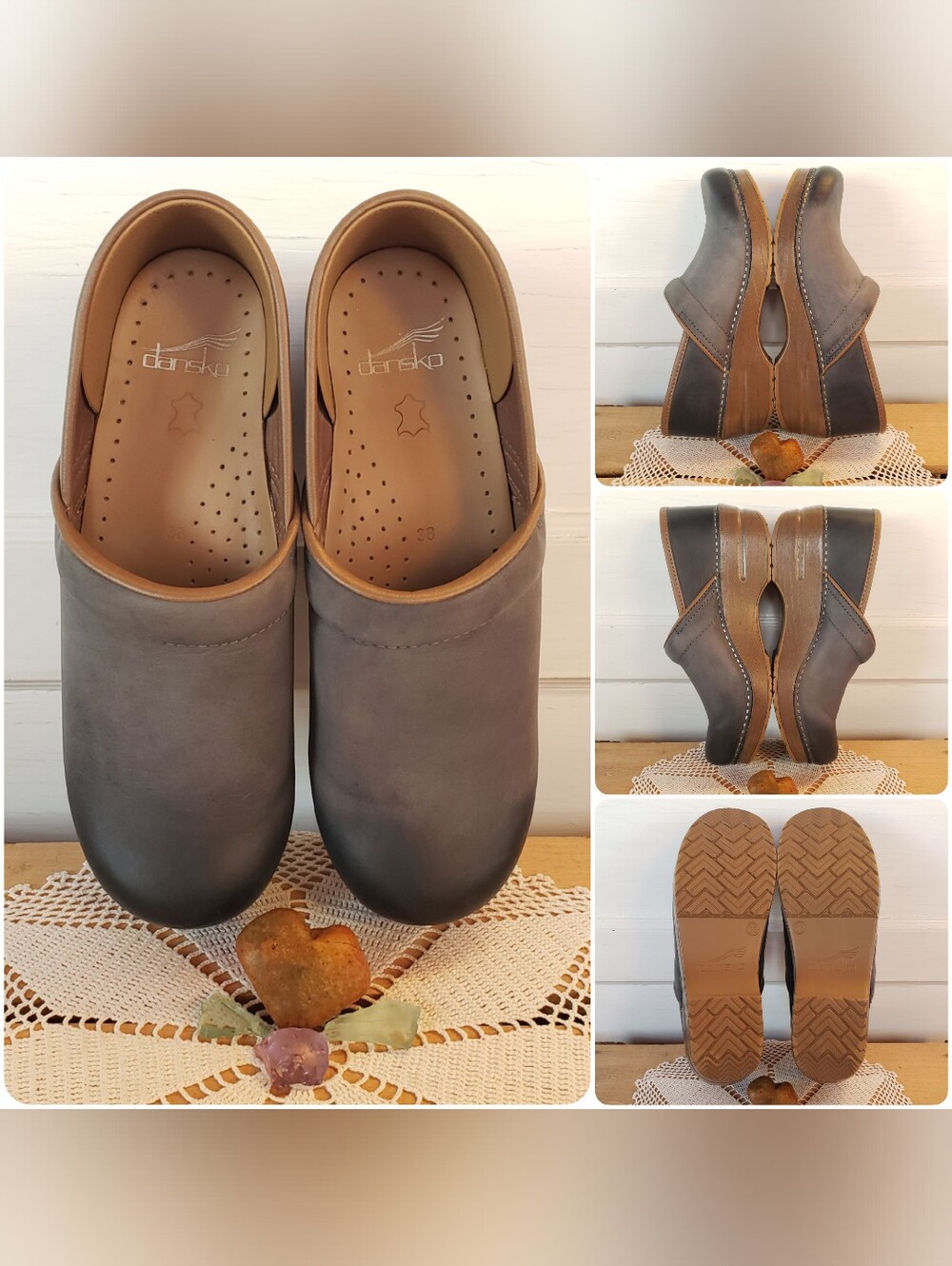French Blue Dansko Pro Honey Clogs Denim Burnished Cottage Patriotic Prairie ♡ - Picture 8 of 16